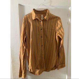 Women’s Mustard Yellow Striped Button Down Shirt